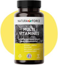 Multivitamines à haute assimilation - Énergie, vitalité, sommeil - 100 gélules Cure de 25 jours
