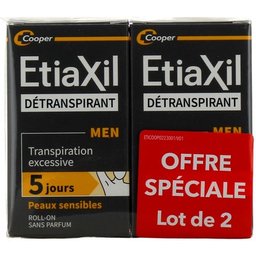 Men Détranspirant Transpiration Excessive Peaux Sensibles Roll-On 2x15ml