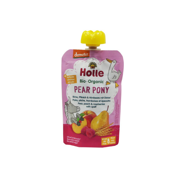 Gourde Pouchy Poire Pêche Framboise Bio +8m 100g