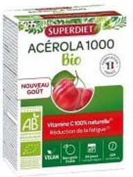 Acérola 1000 Bio 24 Comprimés Sécables à Croquer - Boîte 2 tubes de 12 comprimés