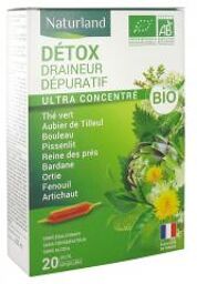 Détox Draineur Dépuratif Bio 20 Ampoules Buvables de 10 ml - Boîte 20 Ampoules de 10 ml