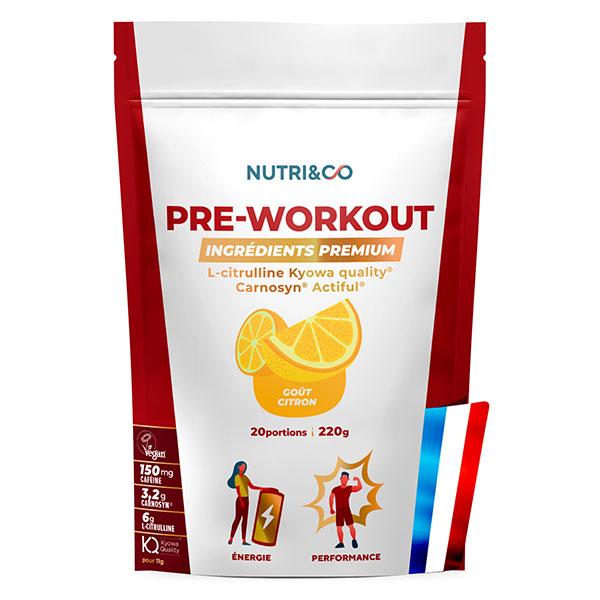 Nutri&Co Pré-Workout avec L-Citrulline, Carnosyn & Caféine - 220g Vegan