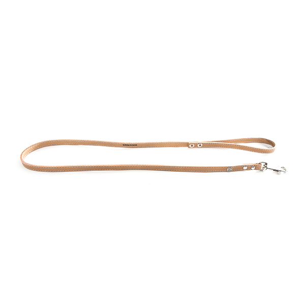 Laisse en Cuir Surpiqué Classique 16mm x 1m Naturel