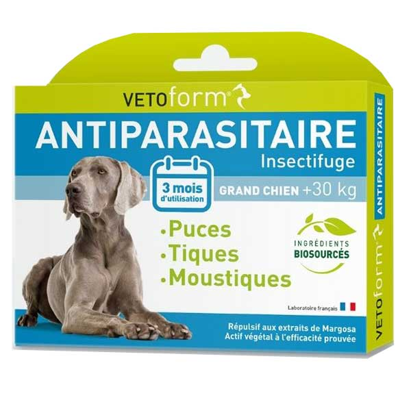 Antiparasitaire Grand Chien +30kg 3 pipettes