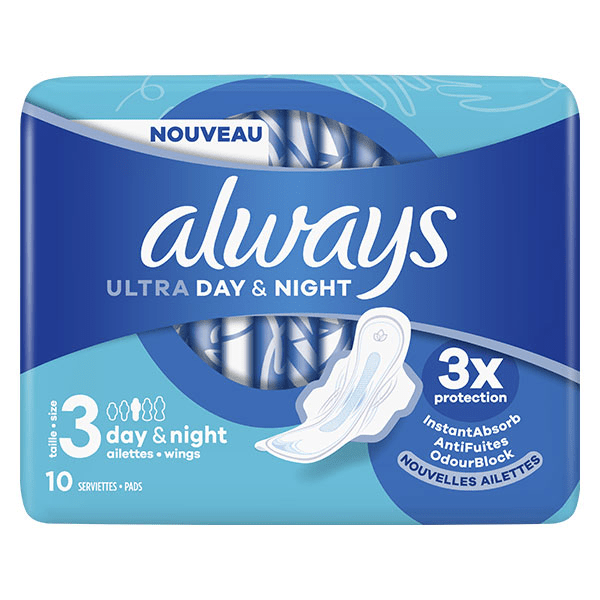 Serviettes Ultra Jour & Nuit avec Ailettes 10 unités