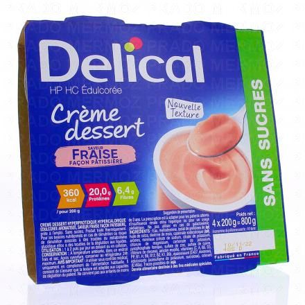 Crème dessert HP/HC Edulcorée fraise façon pâtissière 4x200g