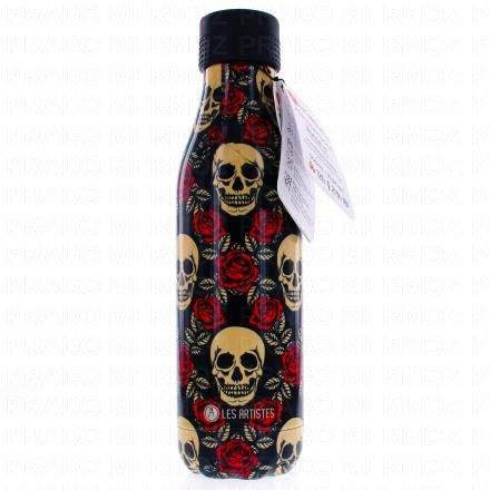 LES ARTISTES Bouteille - isotherme 500ml roses et tête de mort