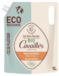 Gel Bain et Douche Huile de Macadamia Peaux Sèches Bio Éco-Recharge 1 L - Sachet 1000 ml