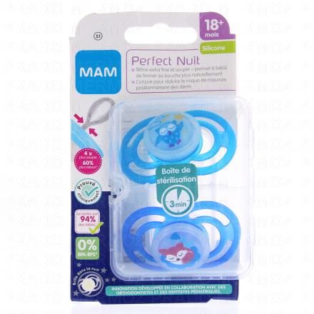 Sucettes +18 mois perfect Nuit silicone hibou / renard