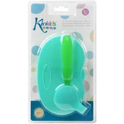Double Bol Antidérapant avec Cuillère Bleu Vert 1ut