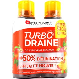 Forté Pharma Turbodraine Thé Vert Pêche 500ml lot de 2