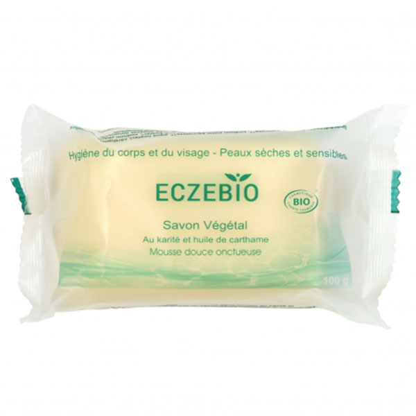 Eczebio Savon Végétal Karité et Carthame Bio Peaux Sèches et Sensibles 100g