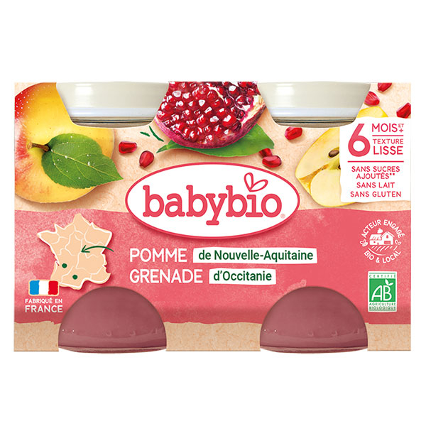 Fruits Pot Pomme Grenade +6m Bio 2 x 130g