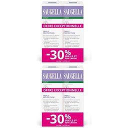 Saugella - Triple Protection - Soin Lavant Intime- Inconforts intimes - Brûlures, démangeaisons, mauvaises odeur - à base de Thym et Zinc - Lot de 2x250 ml