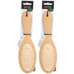 Herba Brosse à cheveux avec manche en bois, ovale, en hêtre FSC