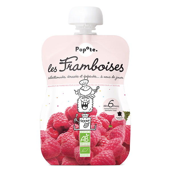 Les Fruits Gourde Framboise +6m Bio 120g