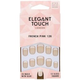 French Pink Nails With Glue Square 126 S 24uts