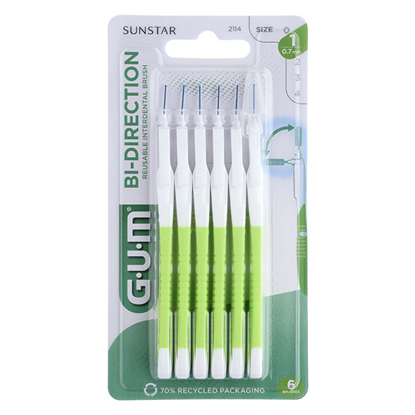 Brossette Interdentaire Bi-Direction 0,7mm Vert 6 unités