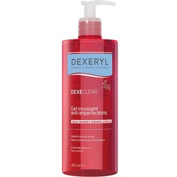 Dexeclear Gel moussant anti-imperfections 400ml pour peaux grasse à tendance acnéique. Sans parfum.