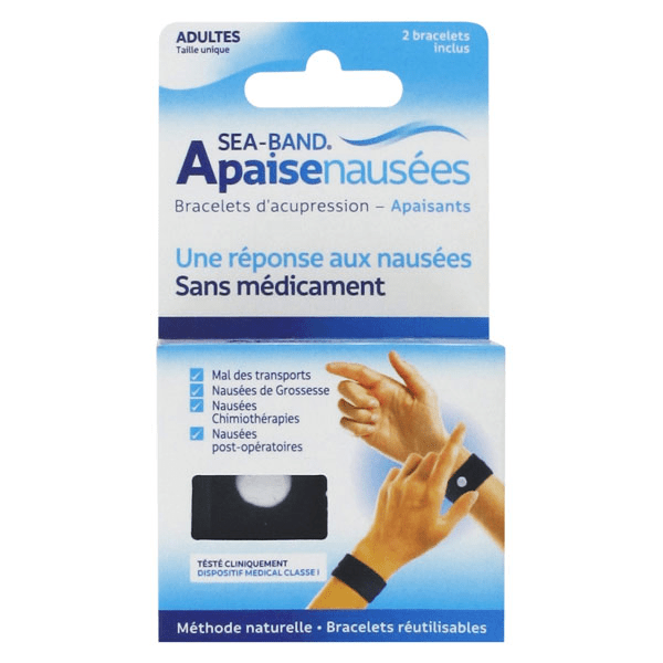 Adulte Bracelet Anti-Nausées Noir 2 unités
