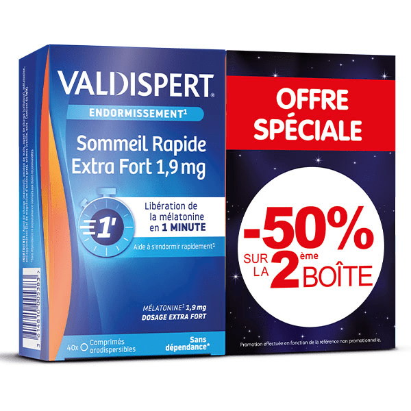Mélatonine 1,9mg Sommeil Rapide Complément Alimentaire 2x40 Comprimés