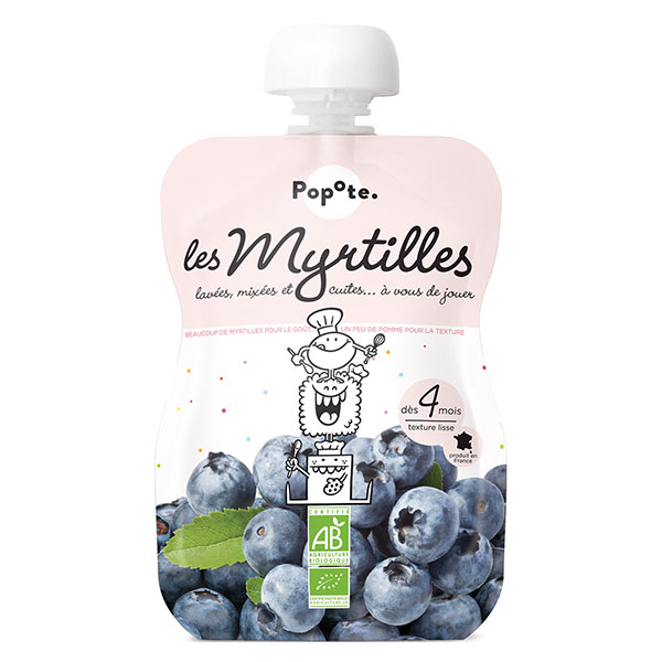 Les Fruits Gourde Myrtille +4m Bio 120g