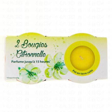STOP INSECTES Bougies citronnelle parfumée jusqu'à 15h (pot en terre cuite) 2 x 30 heures