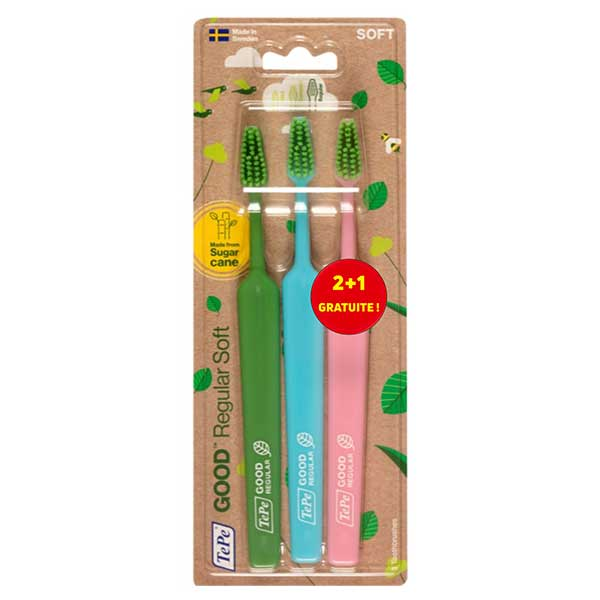 GOOD Brosse à Dents Regular Souple Lot de 3