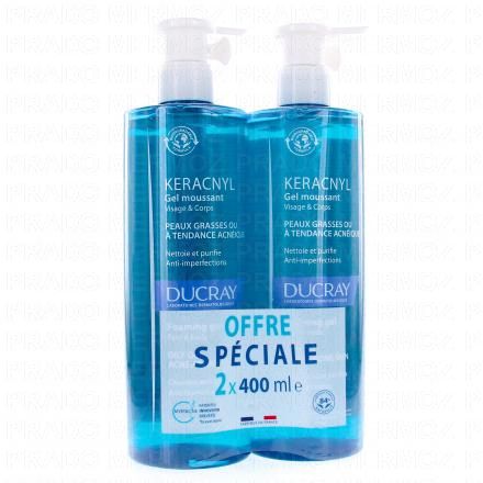 Keracnyl - Gel moussant visage et corps lot de 2 x 400ml
