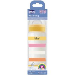 Well Being Colors Biberão Silicone Fluxo Rápido 4M+ Amarelo 330ml