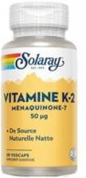 Vitamine K2 (Menaquinone-7) de Source Naturelle Natto 50 ?g - 30 Caps. Vég. - Boîte plastique 30 capsules
