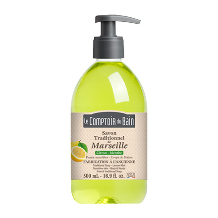 LE COMPTOIR DU BAIN Savon liquide de marseille citron menthe flacon 500ml