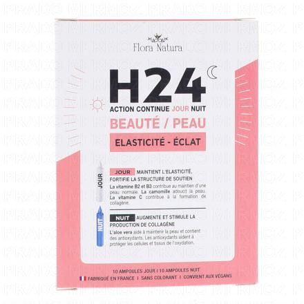 FLORA NATURA H24 - Beauté & Peau - Elasticité Eclat x10 Ampoules Jour + 10 Ampoules Nuit