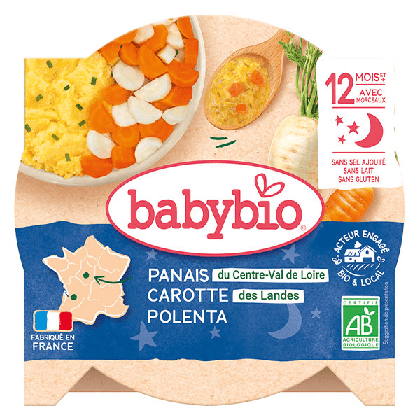 Repas Soir Assiette Panais Carotte Polenta +12m Bio 230g
