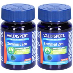Valdispert - Endormissement -  Gommes Sommeil Zen - Complément alimentaire à la Mélatonine 1,9mg, Cannabis Sativa, Camomille - Goût citron et citron vert - Sans accoutumance - 30 Gommes