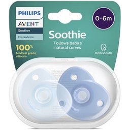 Avent Soothies Sucette en silicone 0-6 mois Bleu 2 pièces