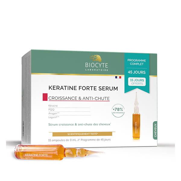 Pack Kératine Forte Serum Anti-chute 15 Ampoules de 9 ml 45 jours