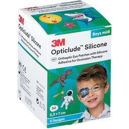 Opticlude™ Silicone Pansement Orthoptique Midi Boys 5,3cm x 7cm 2738Pb50