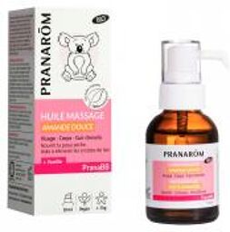 Pranarôm Pranabb Huile de Massage Peau Sèche Amande Douce et Extrait de Vanille Visage Corps Cuir Chevelu Bio 30 ml - Flacon-Pompe 30 ml