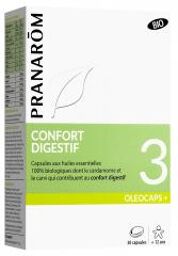 Pranarôm Oléocaps+ 3 - Confort Digestif Bio - 30 Capsules - Boîte 30 Capsules
