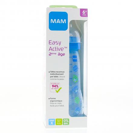 Easy Active - Biberon 2ème âge 330ml transparent bleu ours