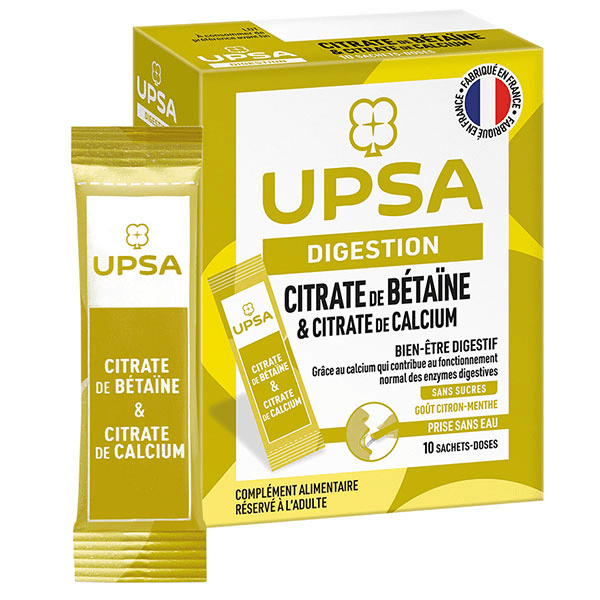 Citrate de Bétaïne & Citrate de Calcium sans Sucres Bien-Être Digestif 10 sachets