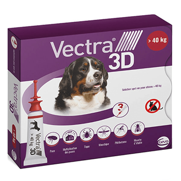 Vectra® 3D solution spot-on pour chiens > 40 kg - 3 pipettes