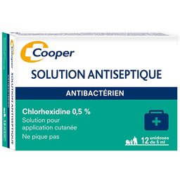 - Solution antiseptique - Antibactérien - Chlorhexidine 0,5% - Solution pour application cutanée - Unidoses - Unidoses 12x5ml