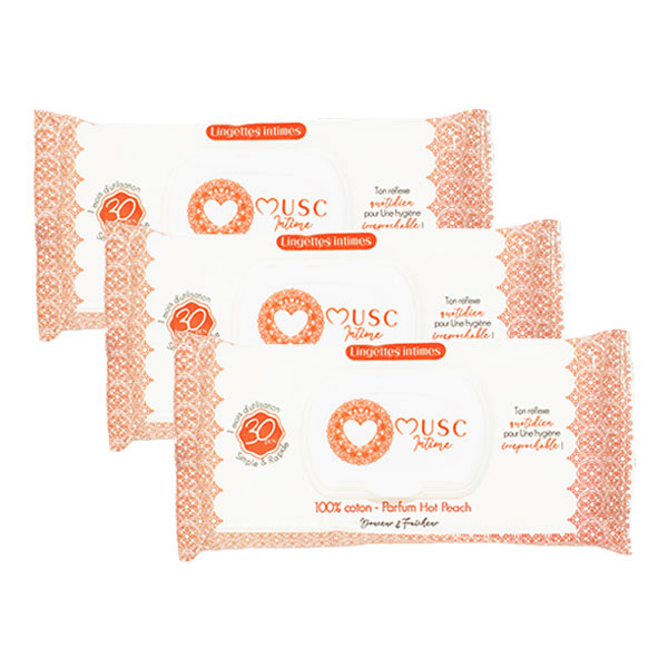 Lingettes Parfumées Hot Peach - Lot 3 x 30 Lingettes