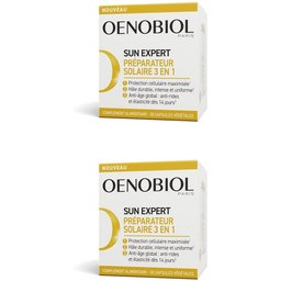 Oenobiol - SUN Expert Préparateur Solaire 3en1 - Complément alimentaire - NOUVEAU-Triple action- Protection cellulaire1 - Hâle intense2 - Anti-âge global3- Prouvé cliniquement - 30 capsules vég?