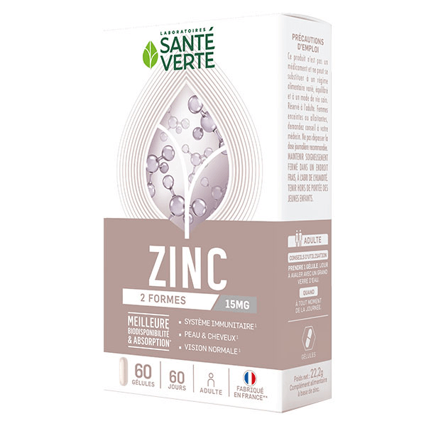 Ingrédients experts Zinc 2 formes 60 gélules