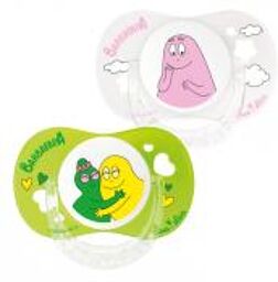 Luc et Léa 2 Sucettes Anatomiques 6-18 Mois Barbapapa Avec Anneau - Blister 2 sucettes