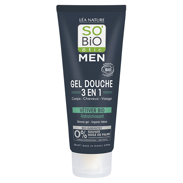 So'Bio Étic Men Gel Douche 3 en 1 Vétivier Bio 200ml
