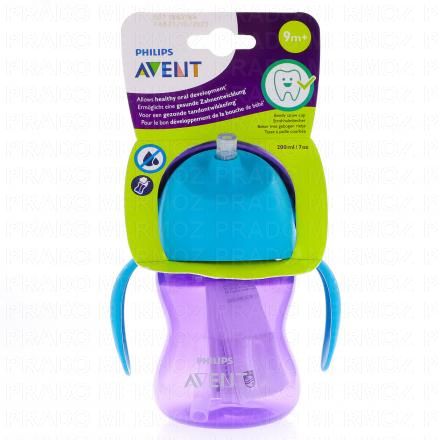 Tasse à Paille avec Anses 200ml +9Mois bleu / violet